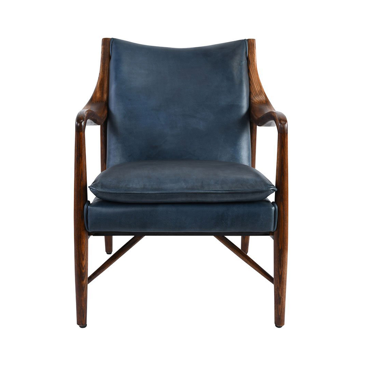 Kiannah Leather Club Chair - Ocean Blue