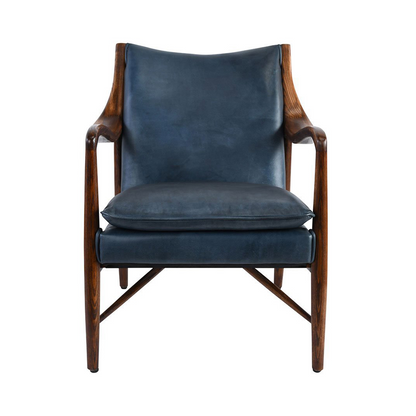 Kiannah Leather Club Chair - Ocean Blue