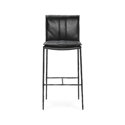 Mayer Leather Bar Stool - Jet Black
