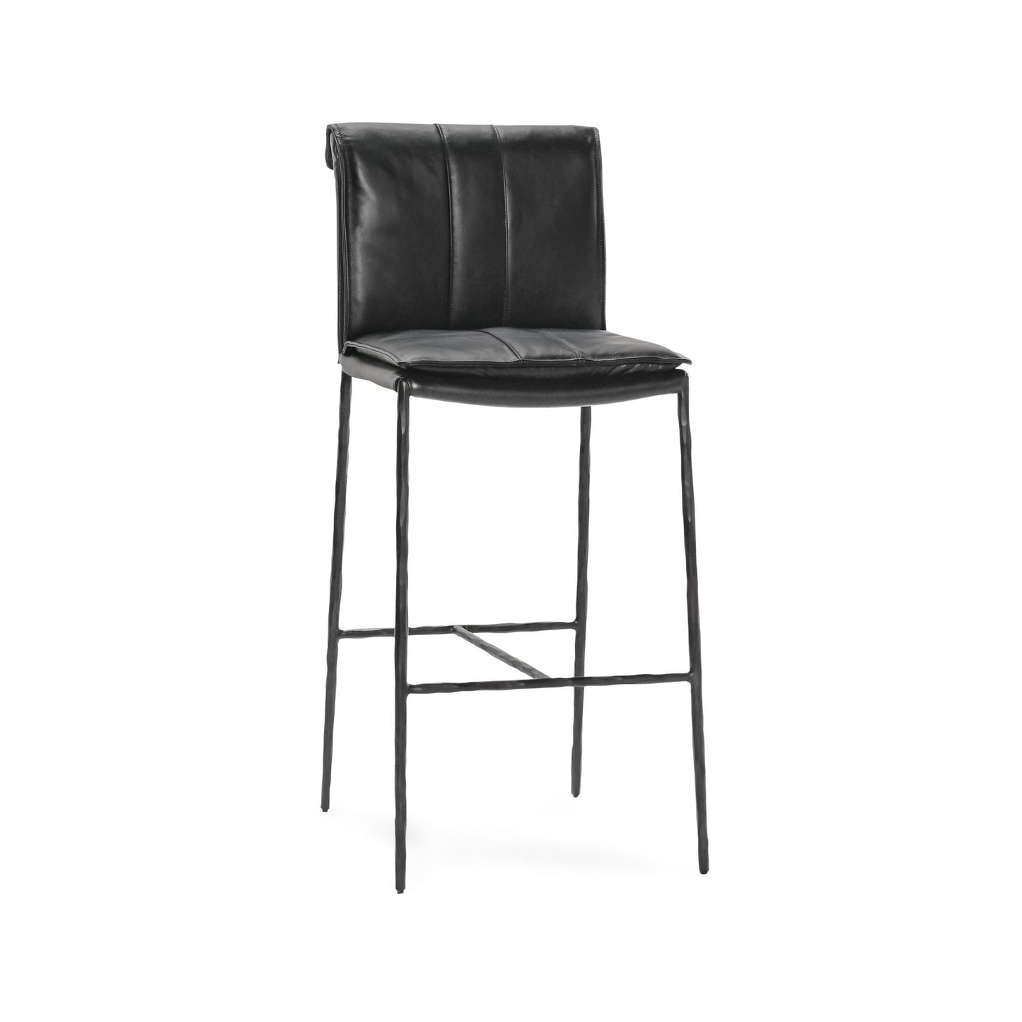 Mayer Leather Bar Stool - Jet Black