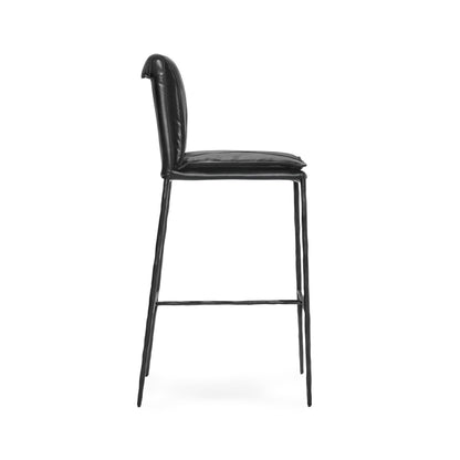 Mayer Leather Bar Stool - Jet Black