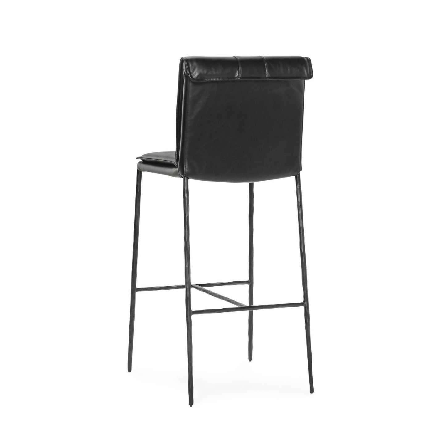 Mayer Leather Bar Stool - Jet Black