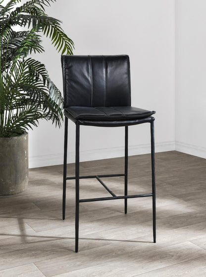 Mayer Leather Bar Stool - Jet Black