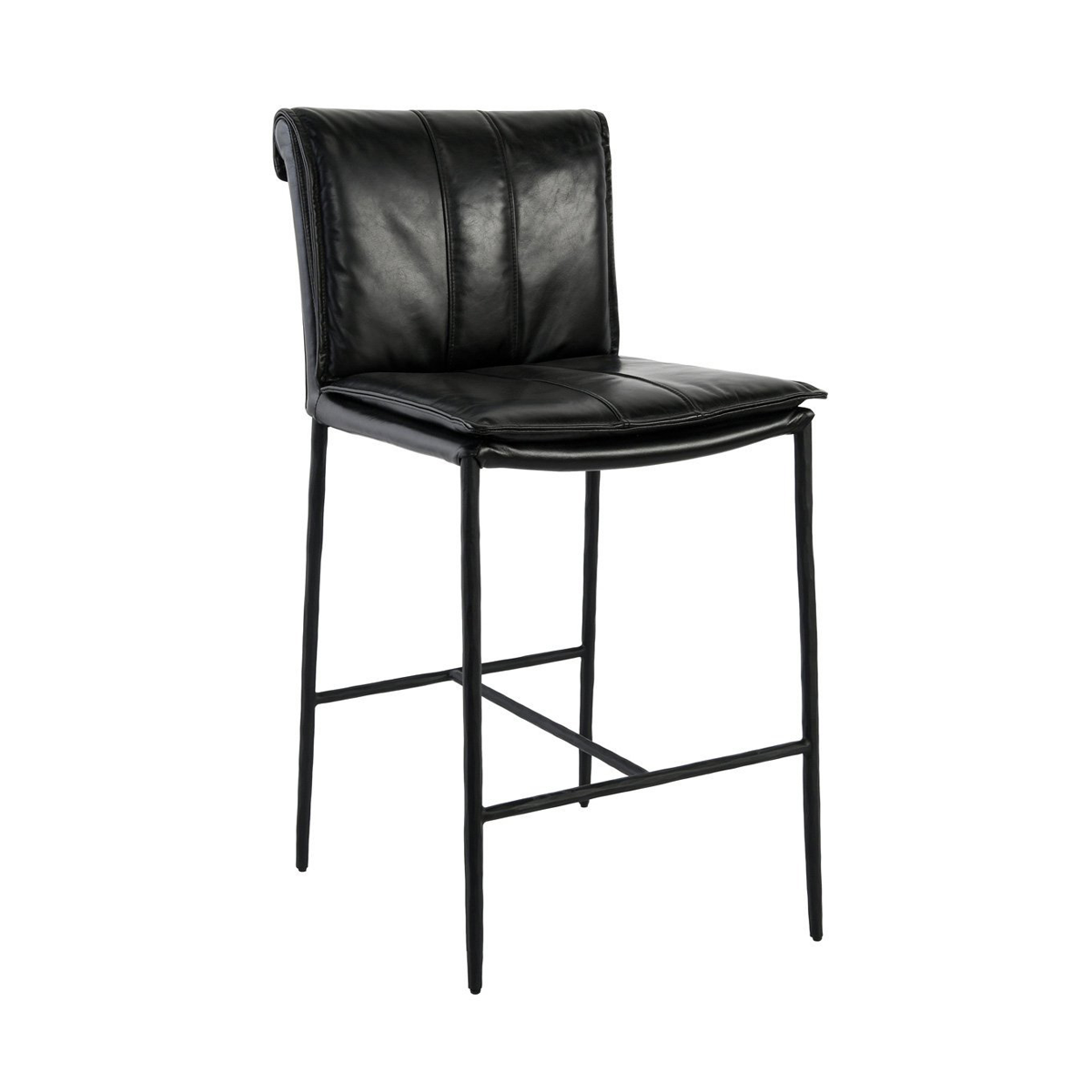 Mayer Leather Counter Stool - Jet Black