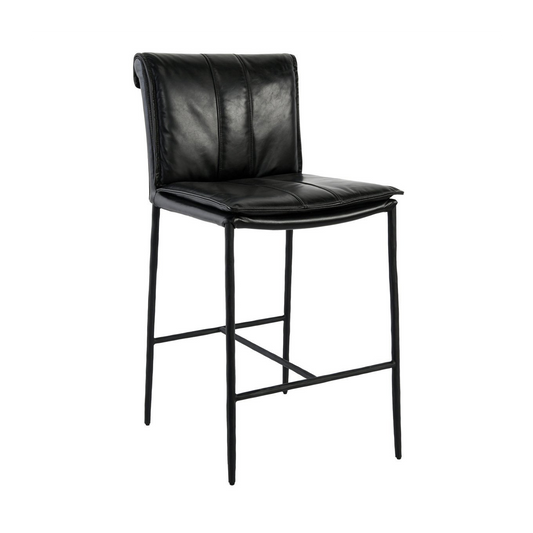 Mayer Leather Counter Stool - Jet Black