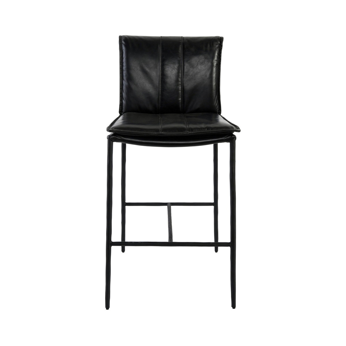 Mayer Leather Counter Stool - Jet Black