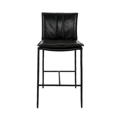 Mayer Leather Counter Stool - Jet Black