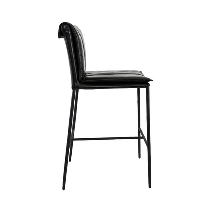 Mayer Leather Counter Stool - Jet Black