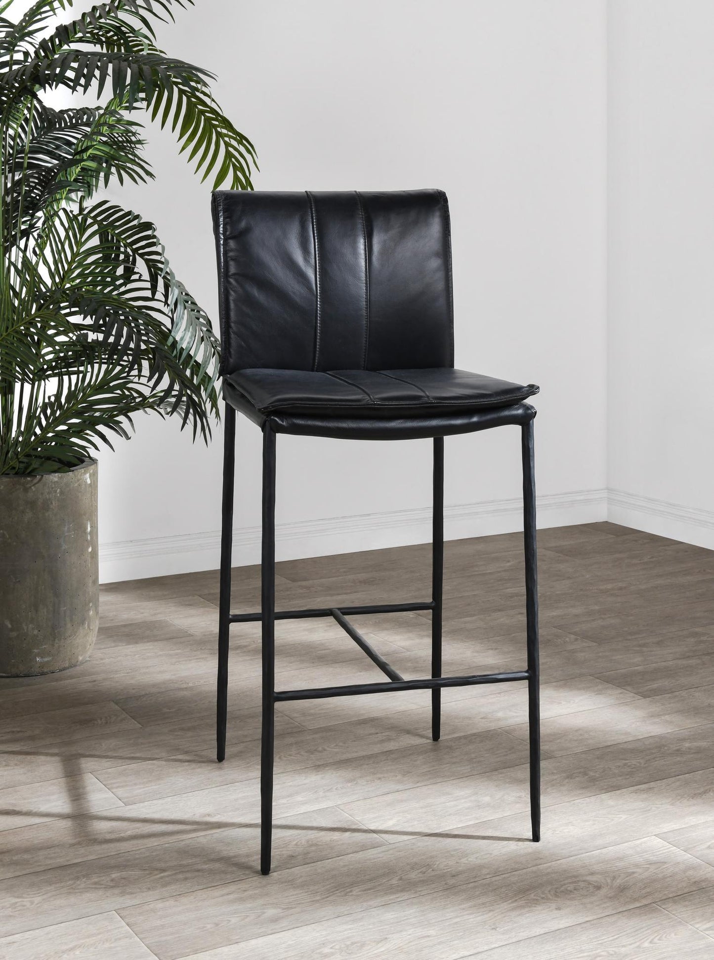 Mayer Leather Counter Stool - Jet Black