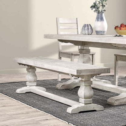 Caleb 66" Dining Bench Distressed Ivory
