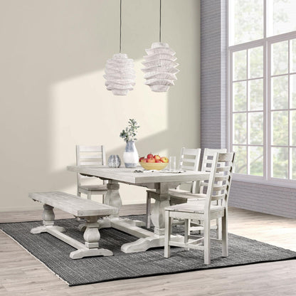 Caleb 66" Dining Bench Distressed Ivory