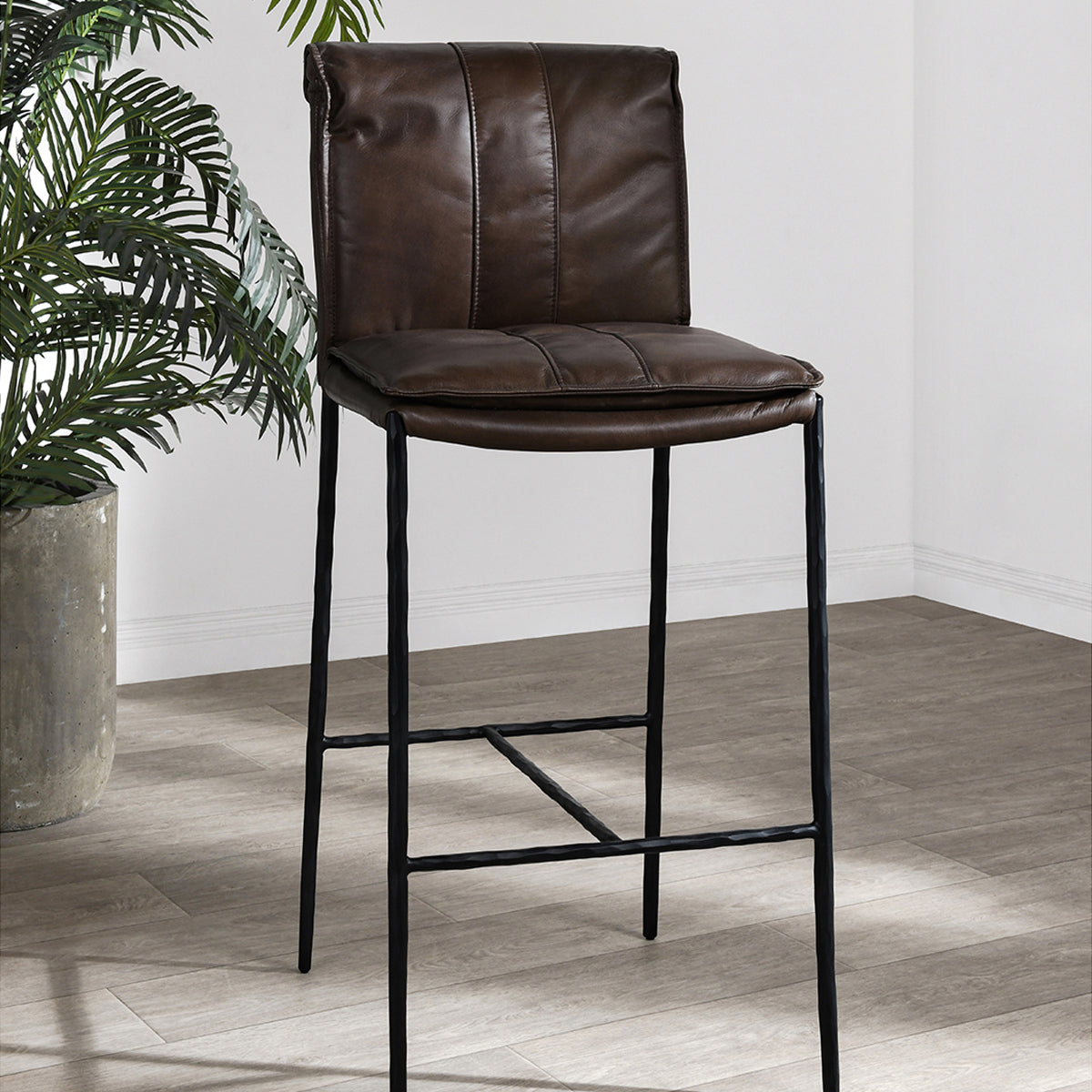 Mayer Leather Counter Stool - Truffle Brown