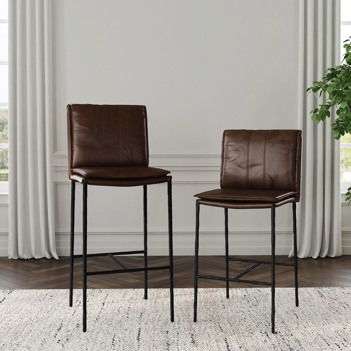 Mayer Leather Counter Stool - Truffle Brown