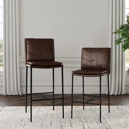 Mayer Leather Counter Stool - Truffle Brown