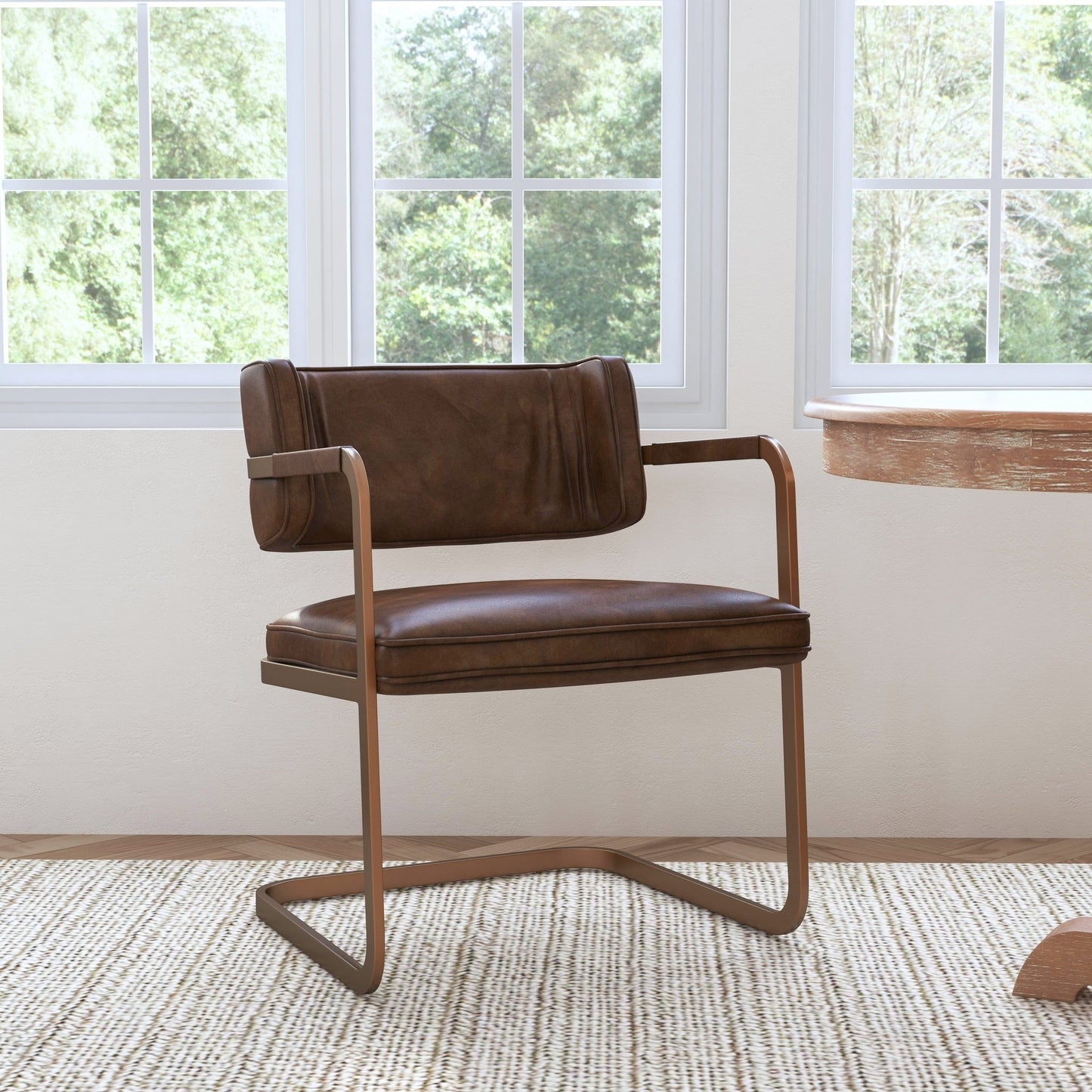 Fonda Leather Dining Chair - Truffle Brown