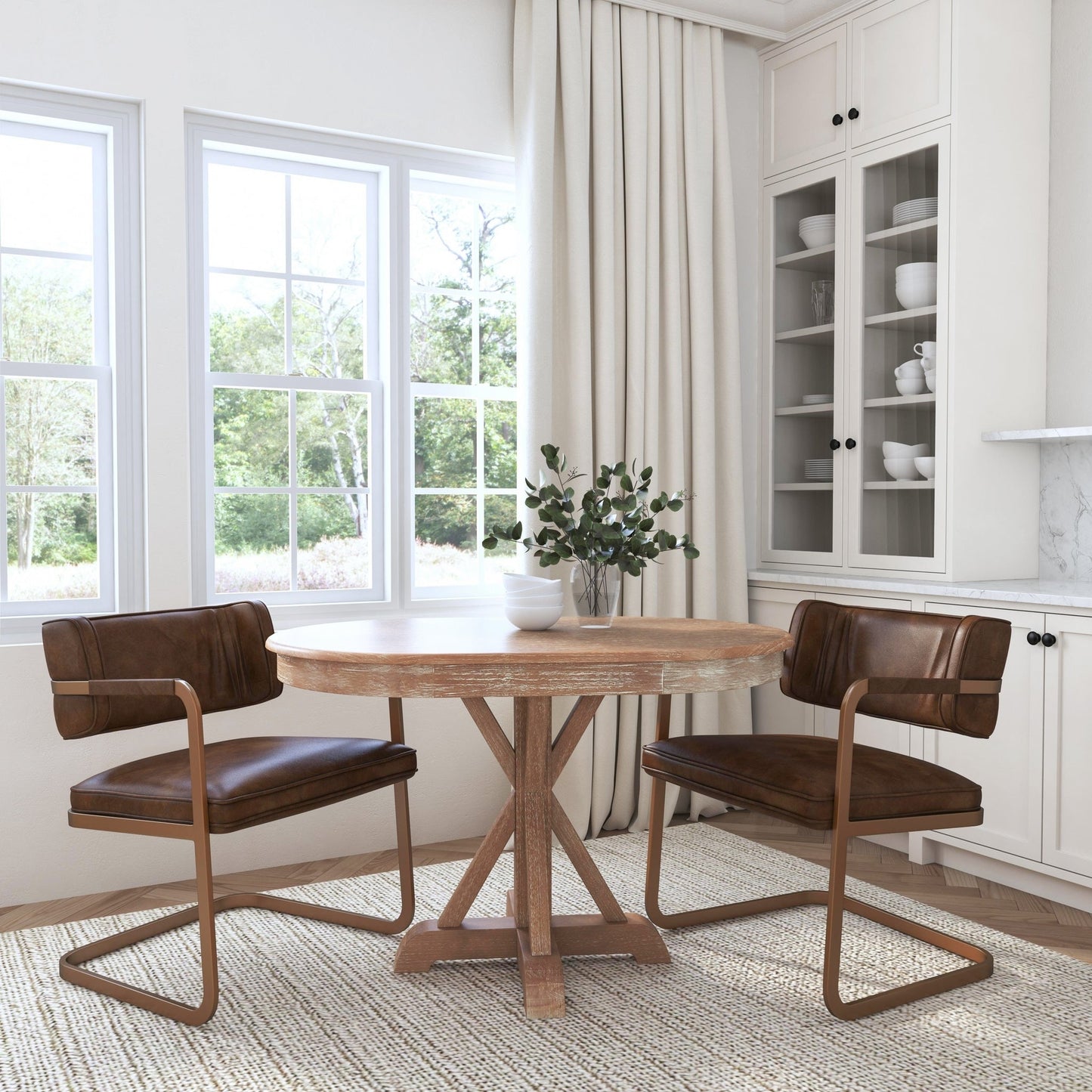 Fonda Leather Dining Chair - Truffle Brown