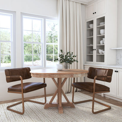 Fonda Leather Dining Chair - Truffle Brown