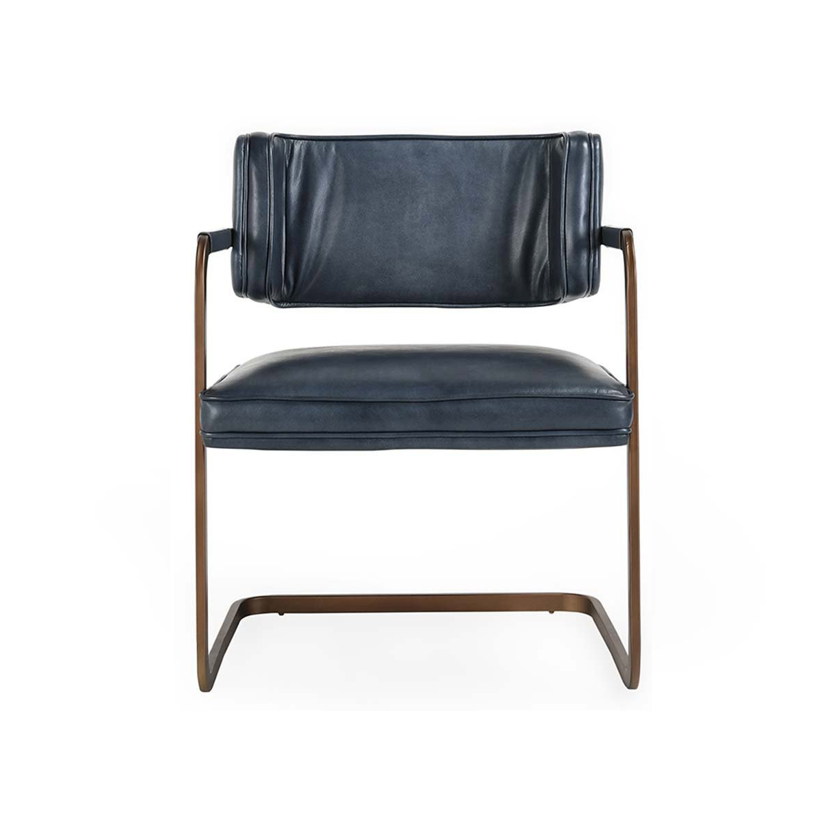 Fonda Leather Dining Chair - Ocean Blue