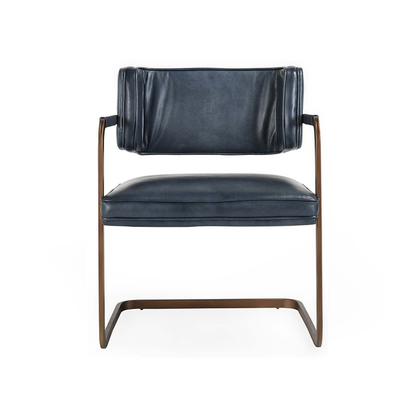 Fonda Leather Dining Chair - Ocean Blue