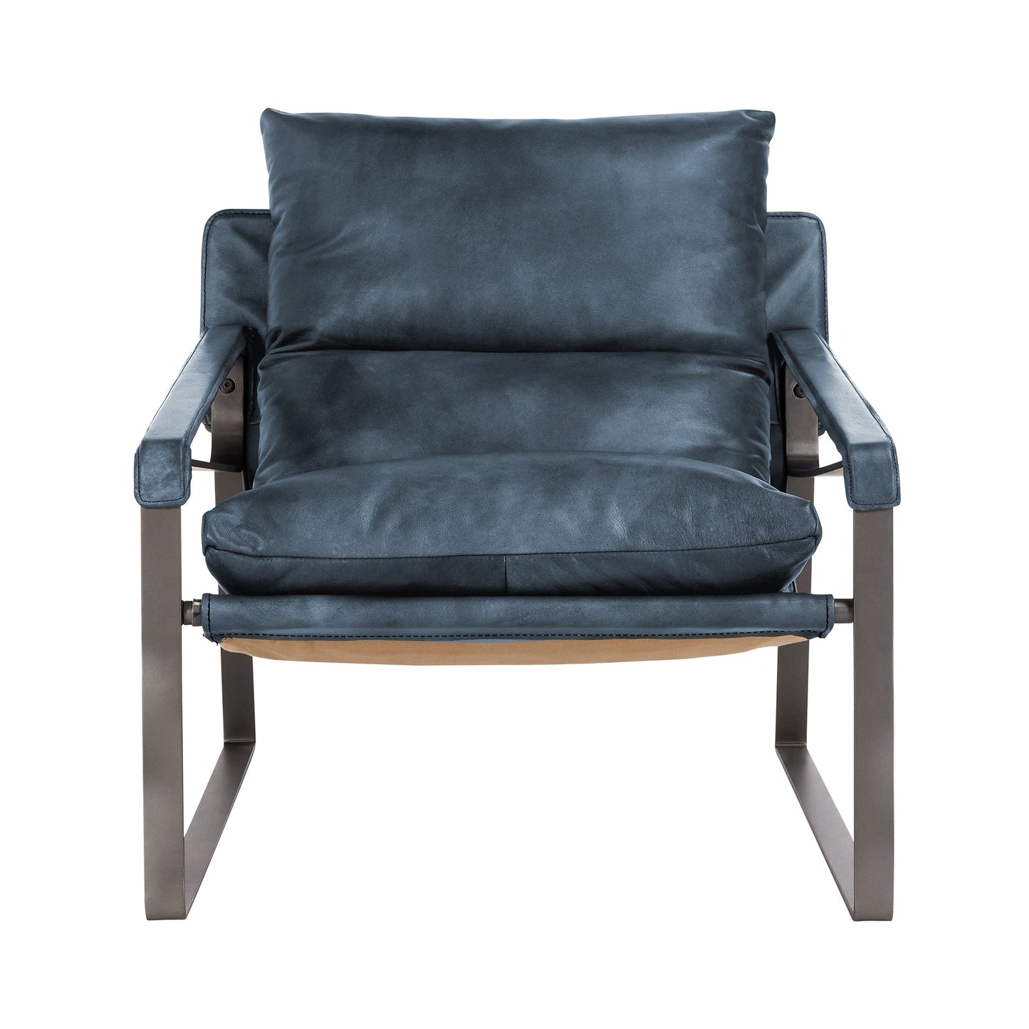 Morgan Leather Accent Chair - Ocean Blue