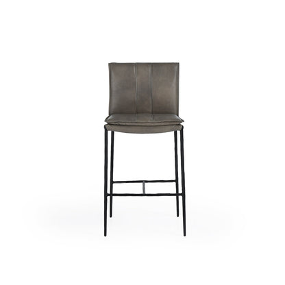 Mayer Leather Counter Stool - Pewter Gray