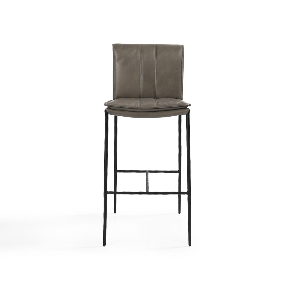 Mayer Leather Bar Stool - Pewter Gray
