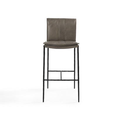 Mayer Leather Bar Stool - Pewter Gray