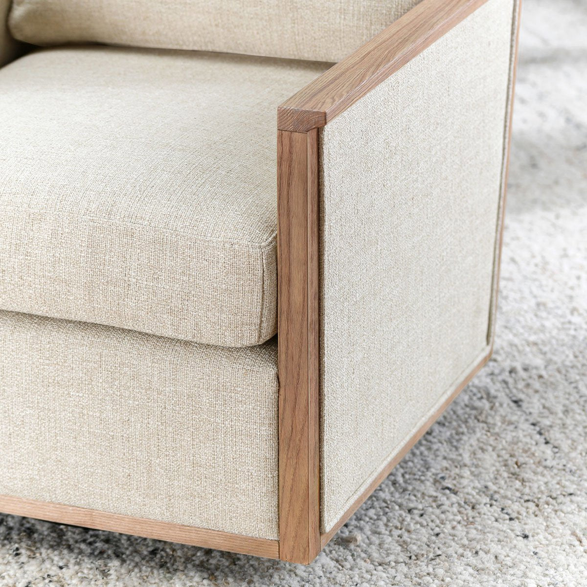 Norman Upholstered Swivel Chair - Natural