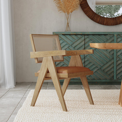 Douglas Leather Seat Dining Chair - Autumn Brown