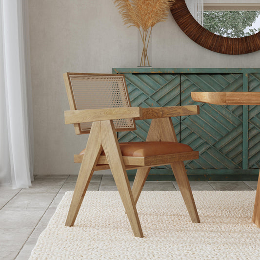 Douglas Leather Seat Dining Chair - Autumn Brown