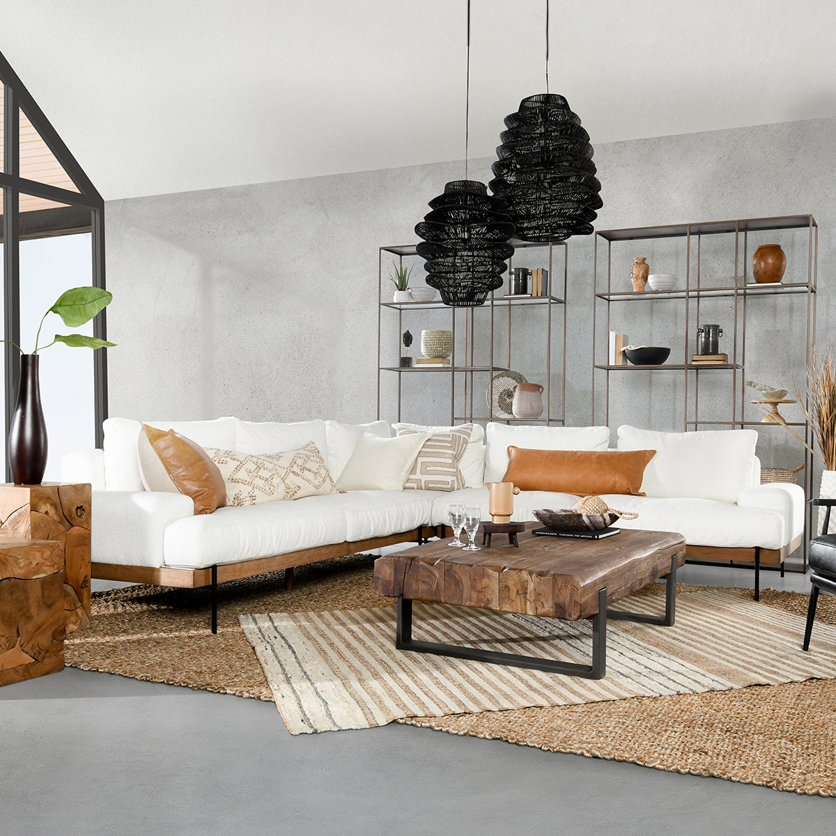 Faro Upholstered Sectional - White