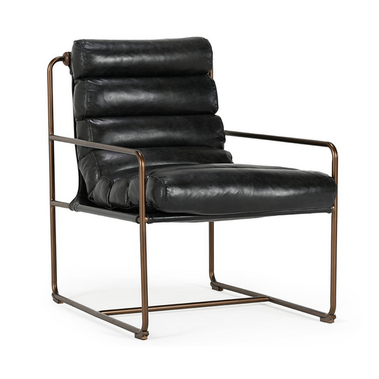 Argo Leather Accent Chair - Jet Black