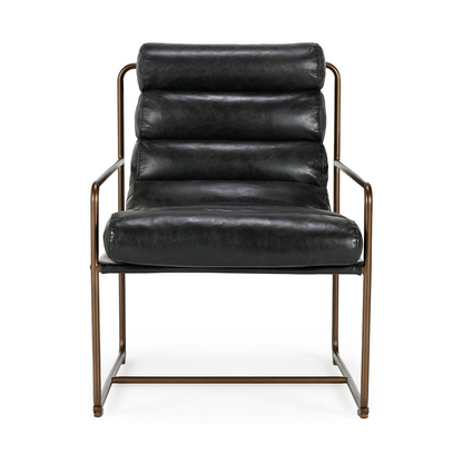 Argo Leather Accent Chair - Jet Black
