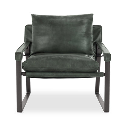 Morgan Leather Accent Chair - Forrest Green