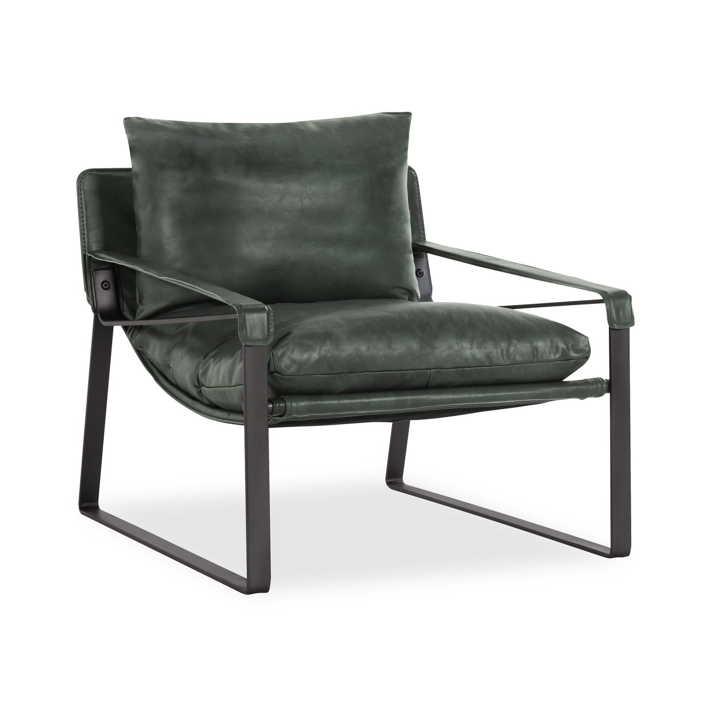 Morgan Leather Accent Chair - Forrest Green