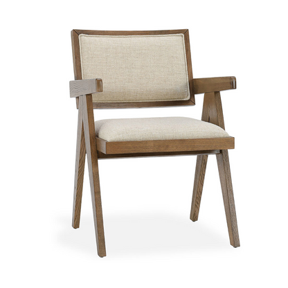 Dolton Upholstered Dining Armchair - Beige/Natural