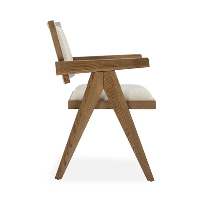Dolton Upholstered Dining Armchair - Beige/Natural