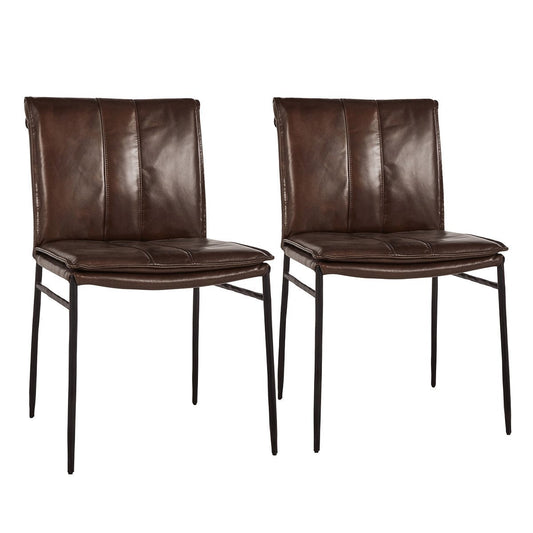 Mayer Leather Dining Chair Set of 2 - Brown