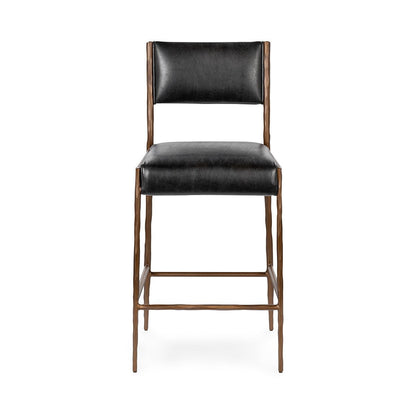 Kayne Leather Counter Stool - Black