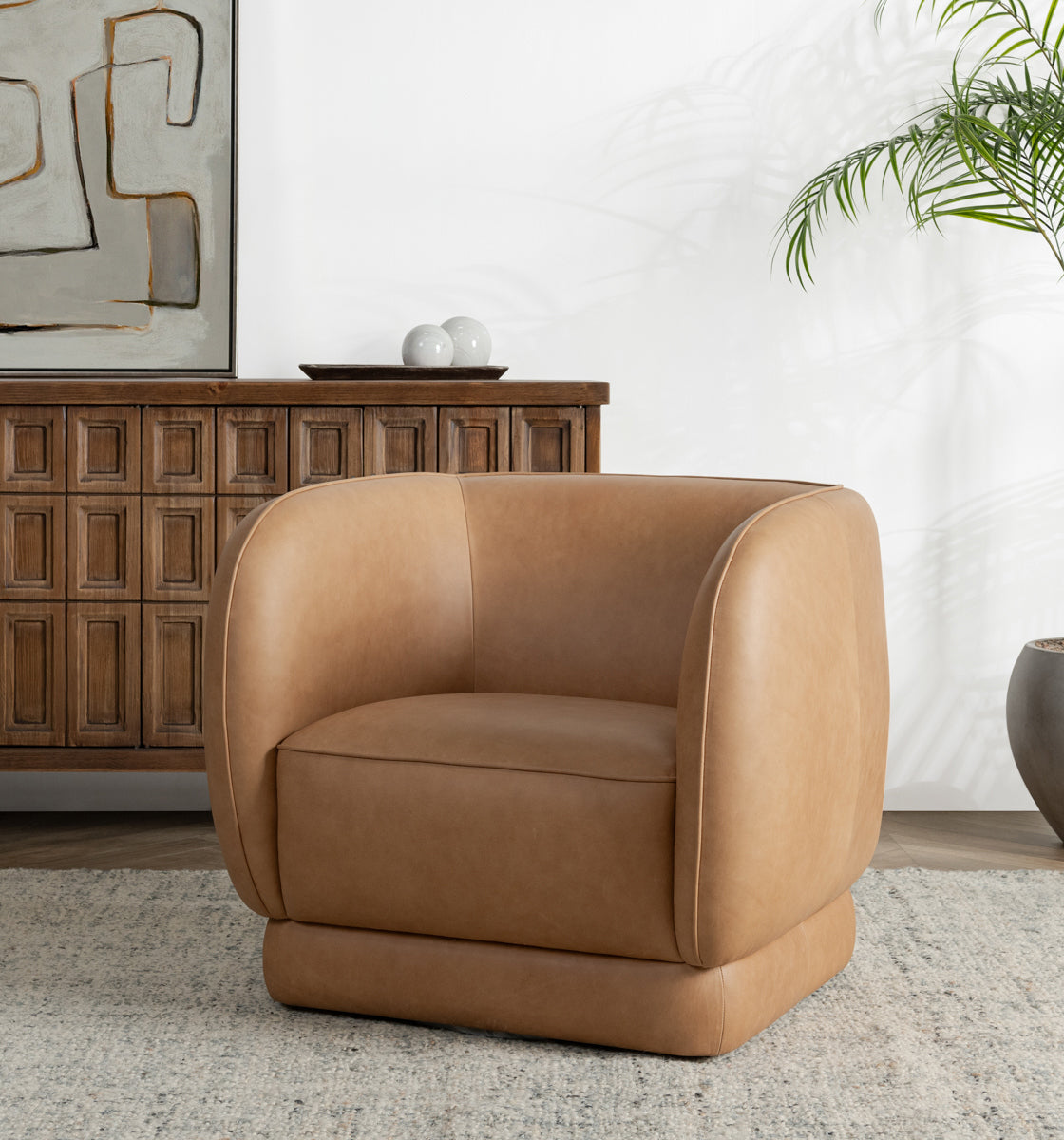 Rinner Leather Accent Chair - Tan