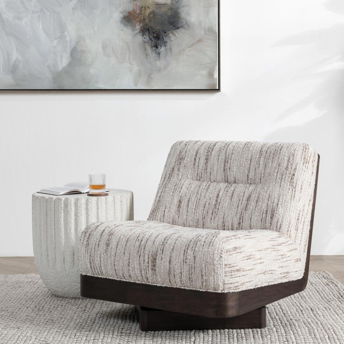 Crandall Upholstered Swivel Chair - Cocoa Cream