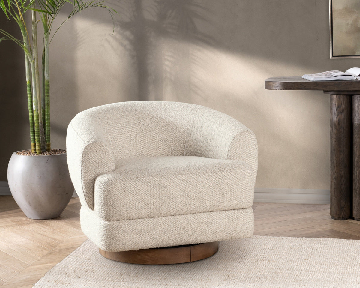 Chassia Upholstered Swivel Chair - Dusty Beige