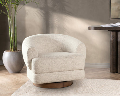 Chassia Upholstered Swivel Chair - Dusty Beige