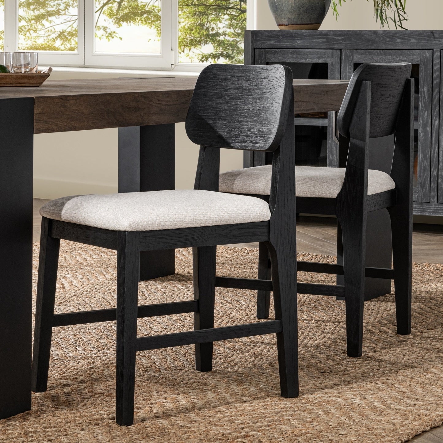 Deaven Upholstered Dining Chair Set of 2 - Black