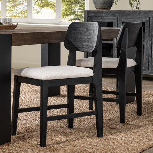 Deaven Upholstered Dining Chair Set of 2 - Black