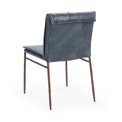 Mayer Leather Dining Chair Set of 2 - Ocean Blue