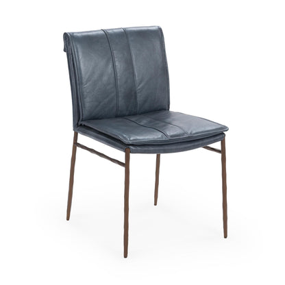 Mayer Leather Dining Chair Set of 2 - Ocean Blue
