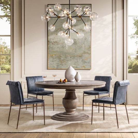Mayer Leather Dining Chair Set of 2 - Ocean Blue