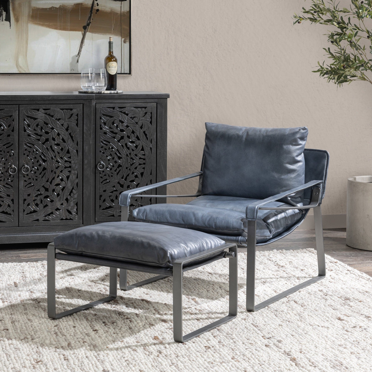 Morgan Ottoman - Ocean Blue