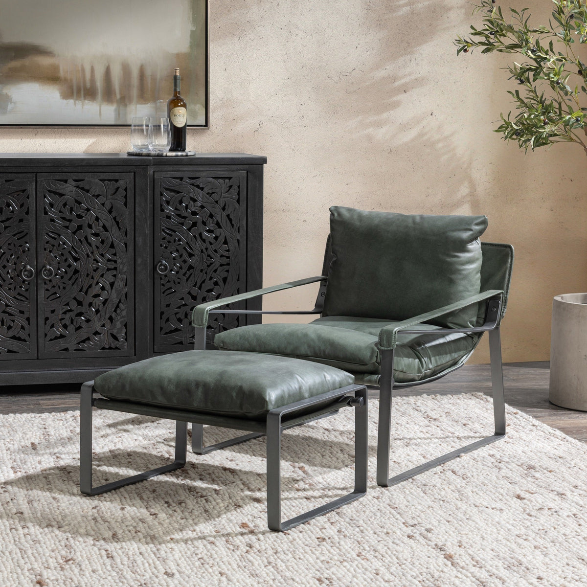 Morgan Ottoman - Forest Green